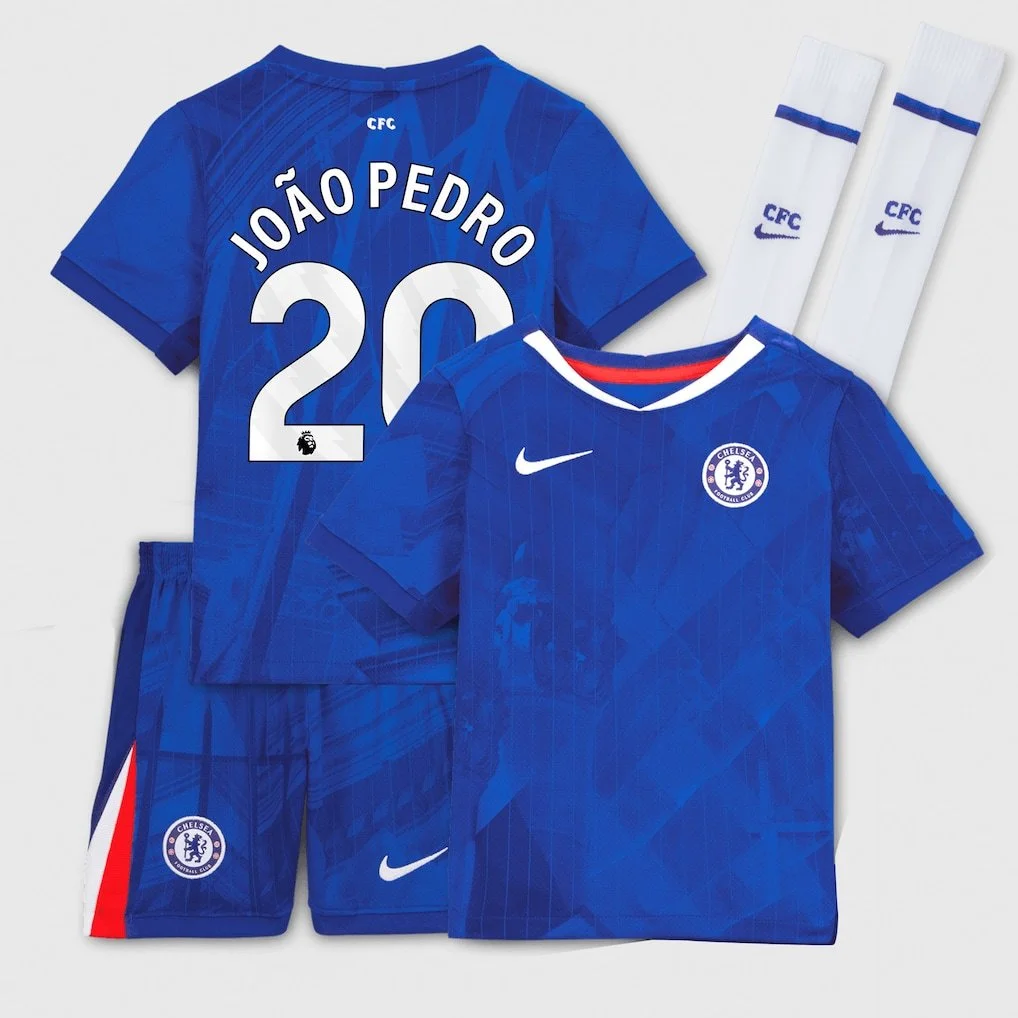 Chelsea Nike Home Stadium Kit 2025-26 - Little Kids with João Pedro 20 Printing - £69.99