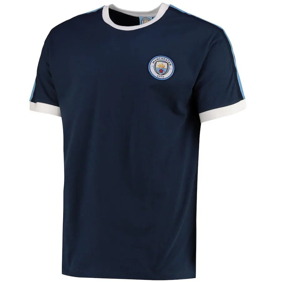 Manchester City Ringer T-Shirt Navy Mens - £17.50