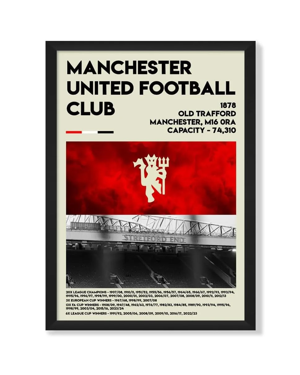NotNiceThings Manchester United Inspired Poster, Old Trafford Print Silk Coated Paper A4 Unframed - £14.99