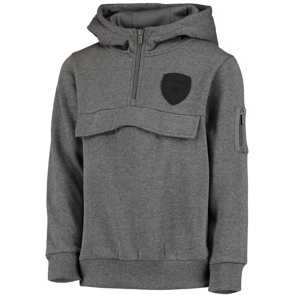Arsenal Mono Logo 1/4 Zip Hoodie | Charcoal Marl | Boys - £40.00