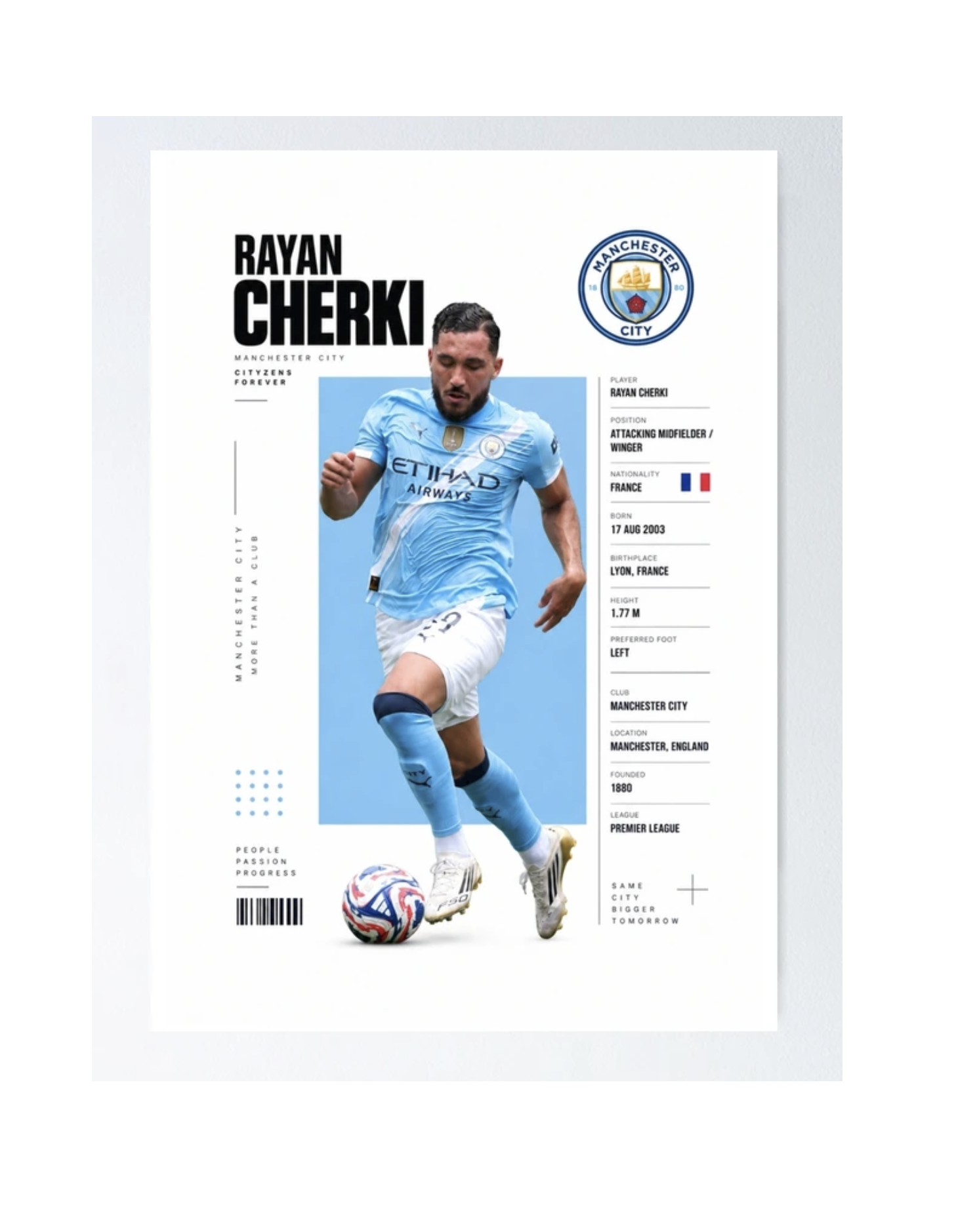 Rayan Cherki | Man City Poster 42cm x 59.4cm Semi Gloss
 £15.25 