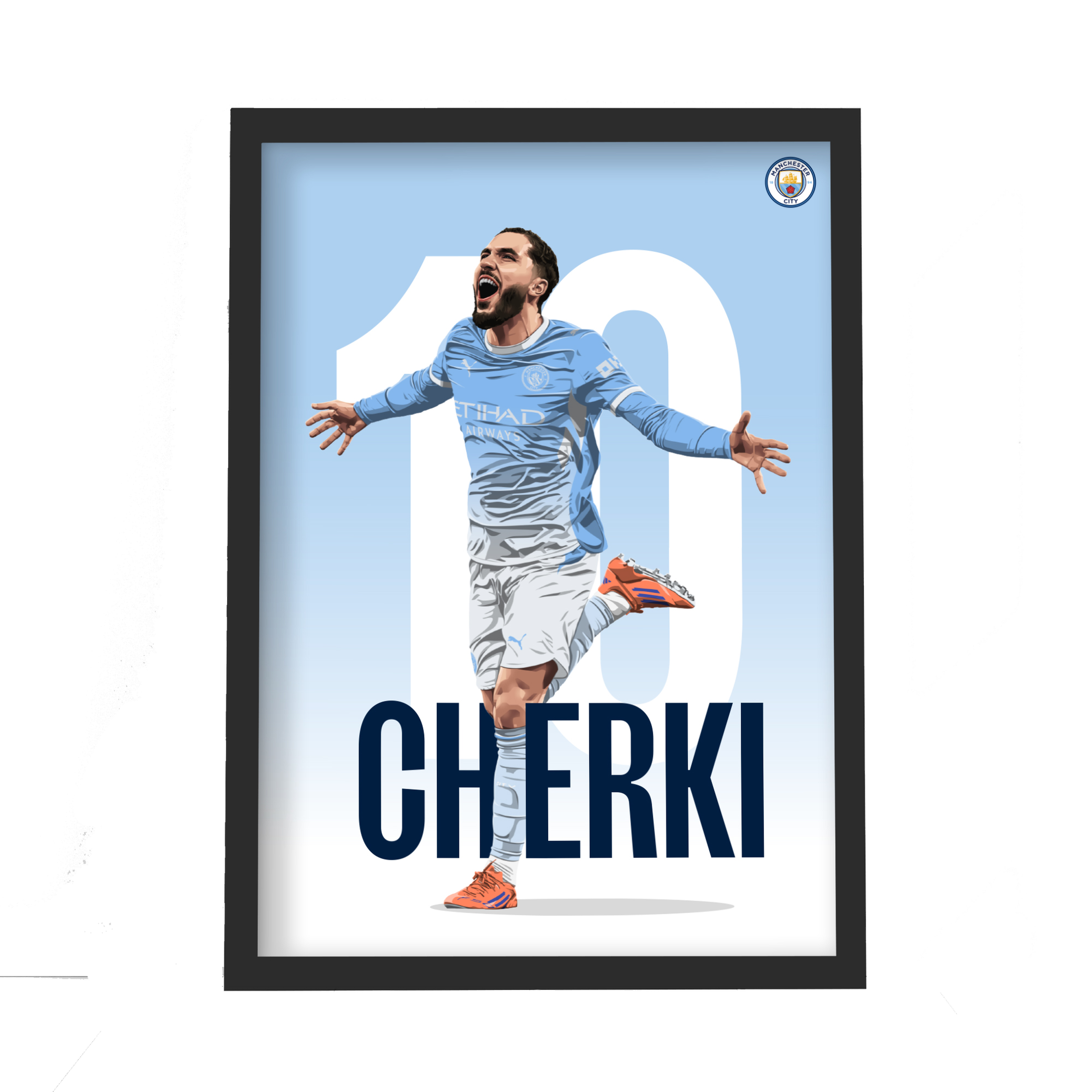Manchester City Rayan Cherki 26/27  Poster A3 (42cm x 29.7cm) Framed
 £30.00 
