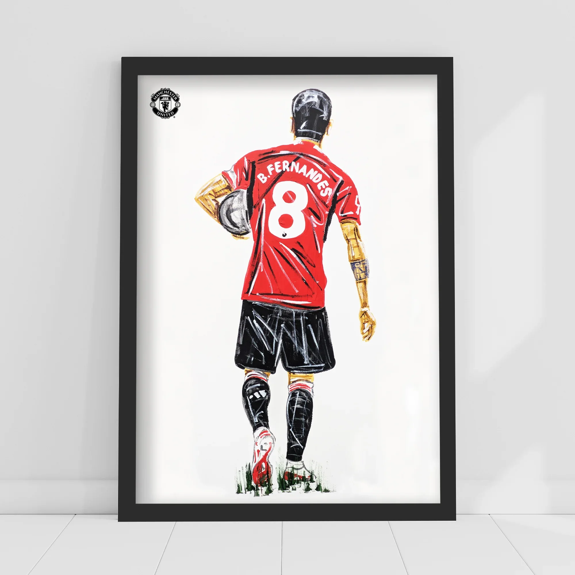 Manchester United FC Print - Bruno Fernandes Tony Denton Painted Poster A2 Framed - £35.99