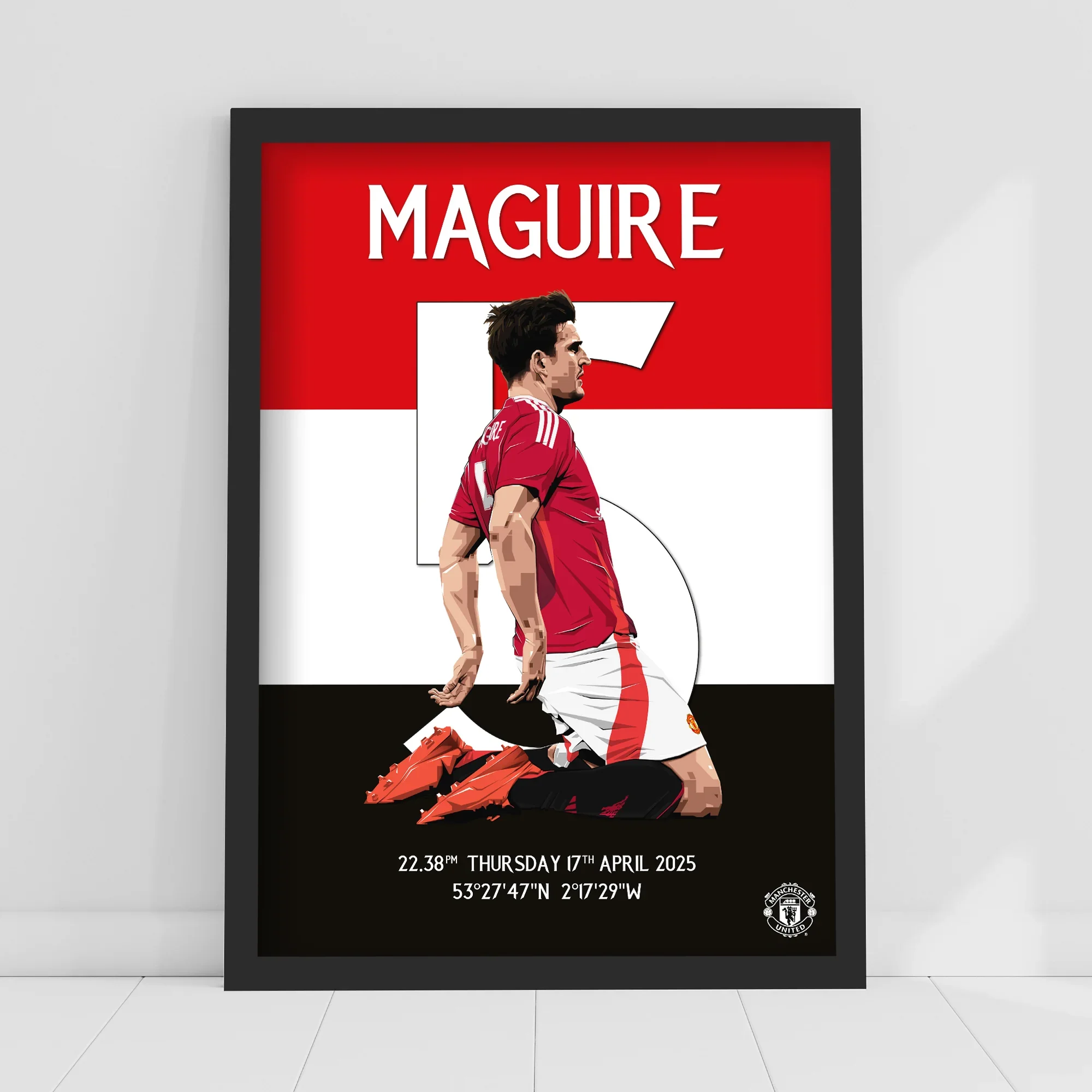 Harry Maguire V Lyon Goal Celebration Illustration Poster A3 Framed - £24.99