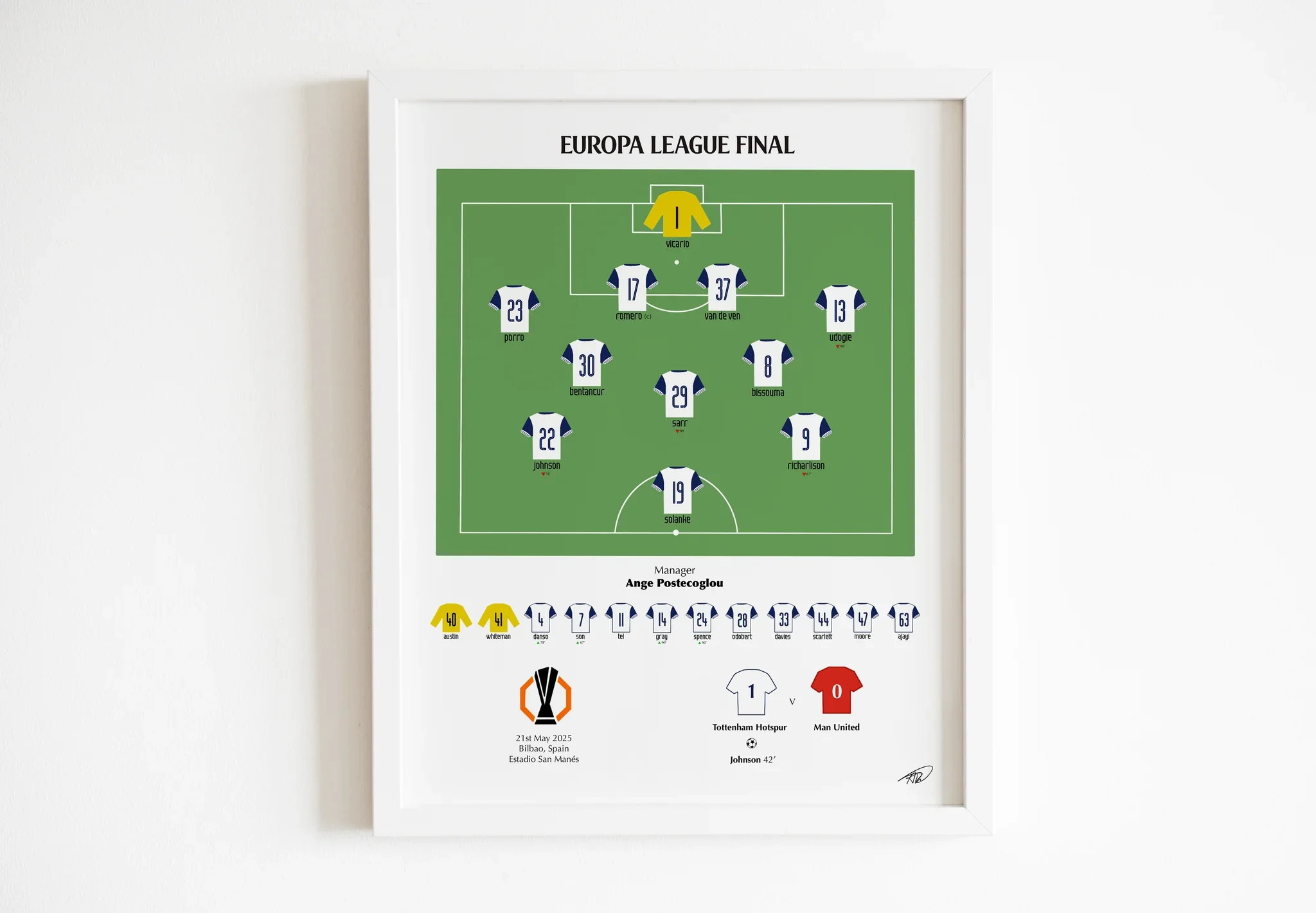 2025 Europa League Final Print Art By Alice May 10" x 12"Framed
 £28.99 