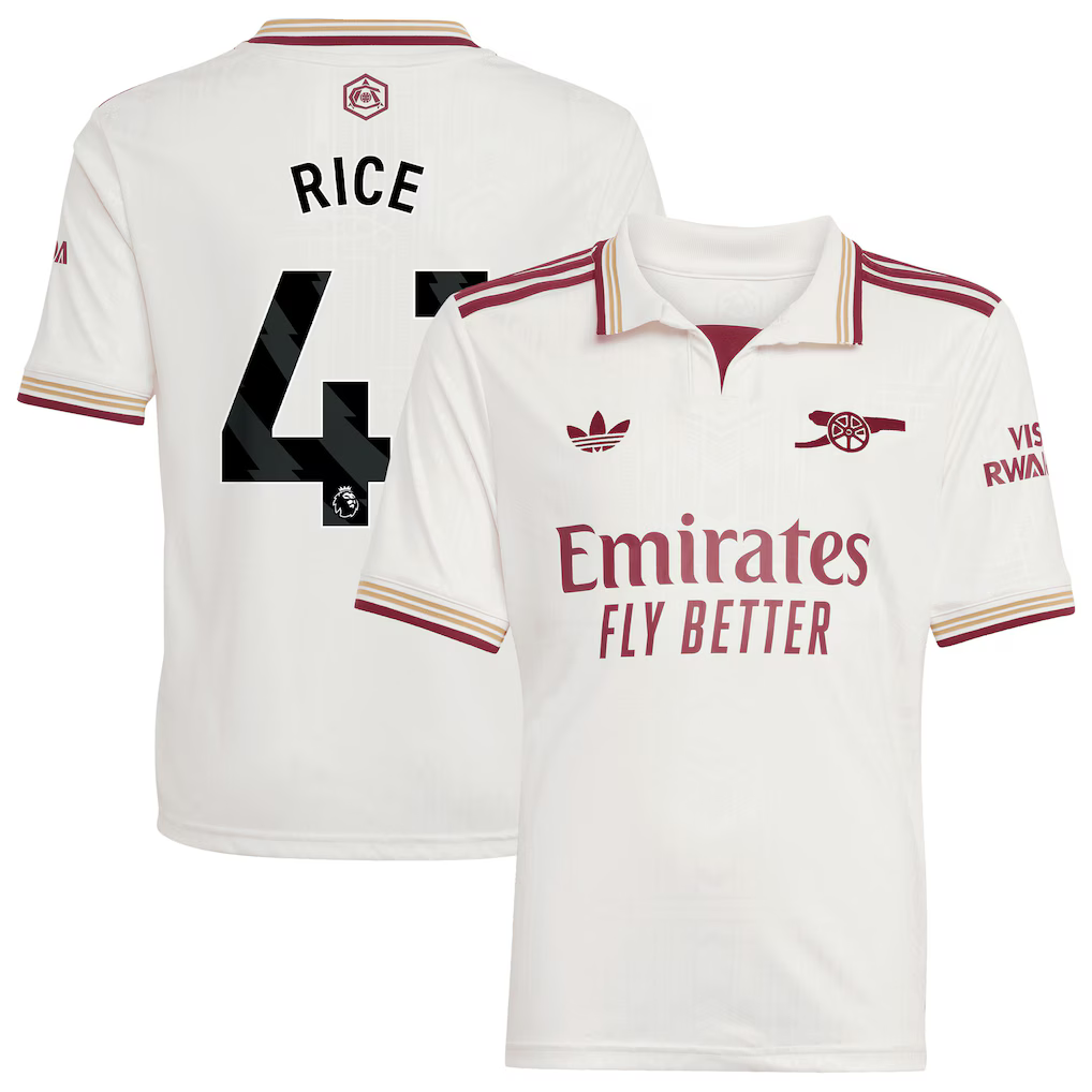 Arsenal adidas Third Shirt 2025-26 - Kids with Rice 41 printing - £75.00