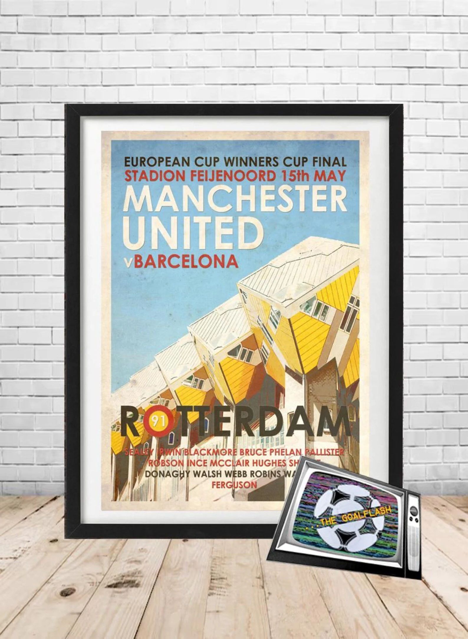 Manchester United Cup Winners Cup Rotterdam 1991 retro print A3 Unframed - £14.99
