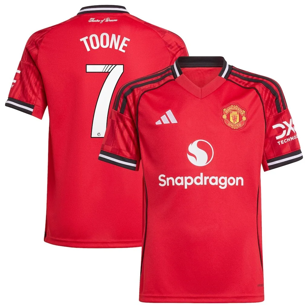 Manchester United adidas WSL Home Shirt 2025-26 | Kids Ella Toone - £45.00