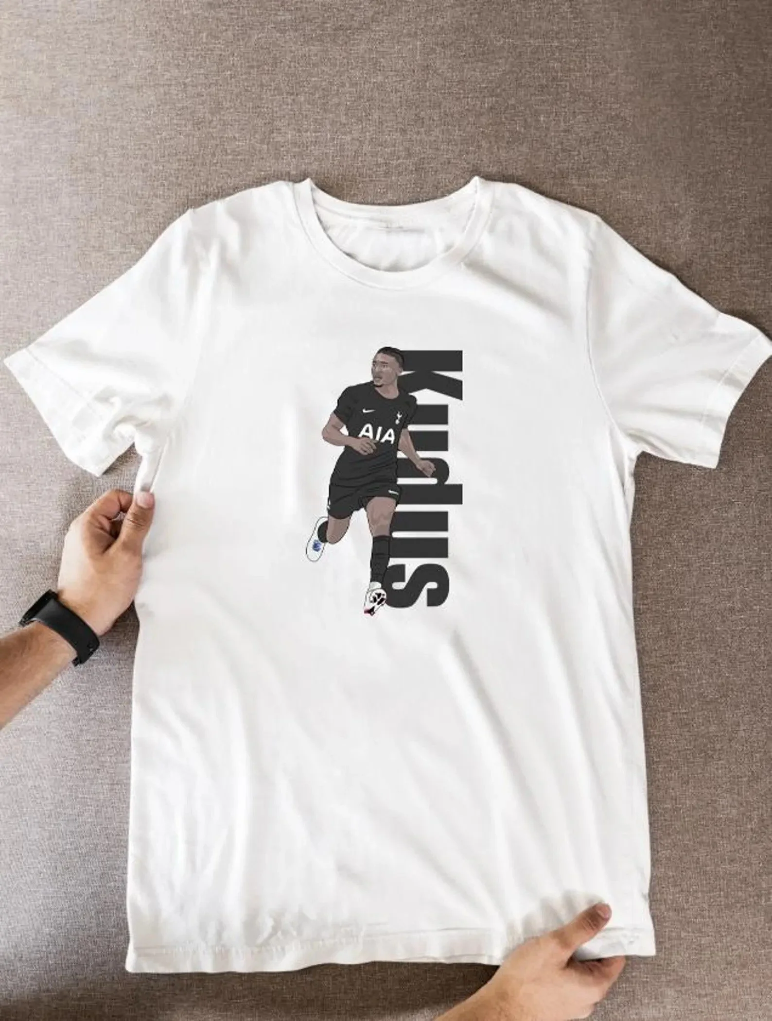 Tottenham Football Mohammed Kudus Cartoon Graphic Shirt - £9.99