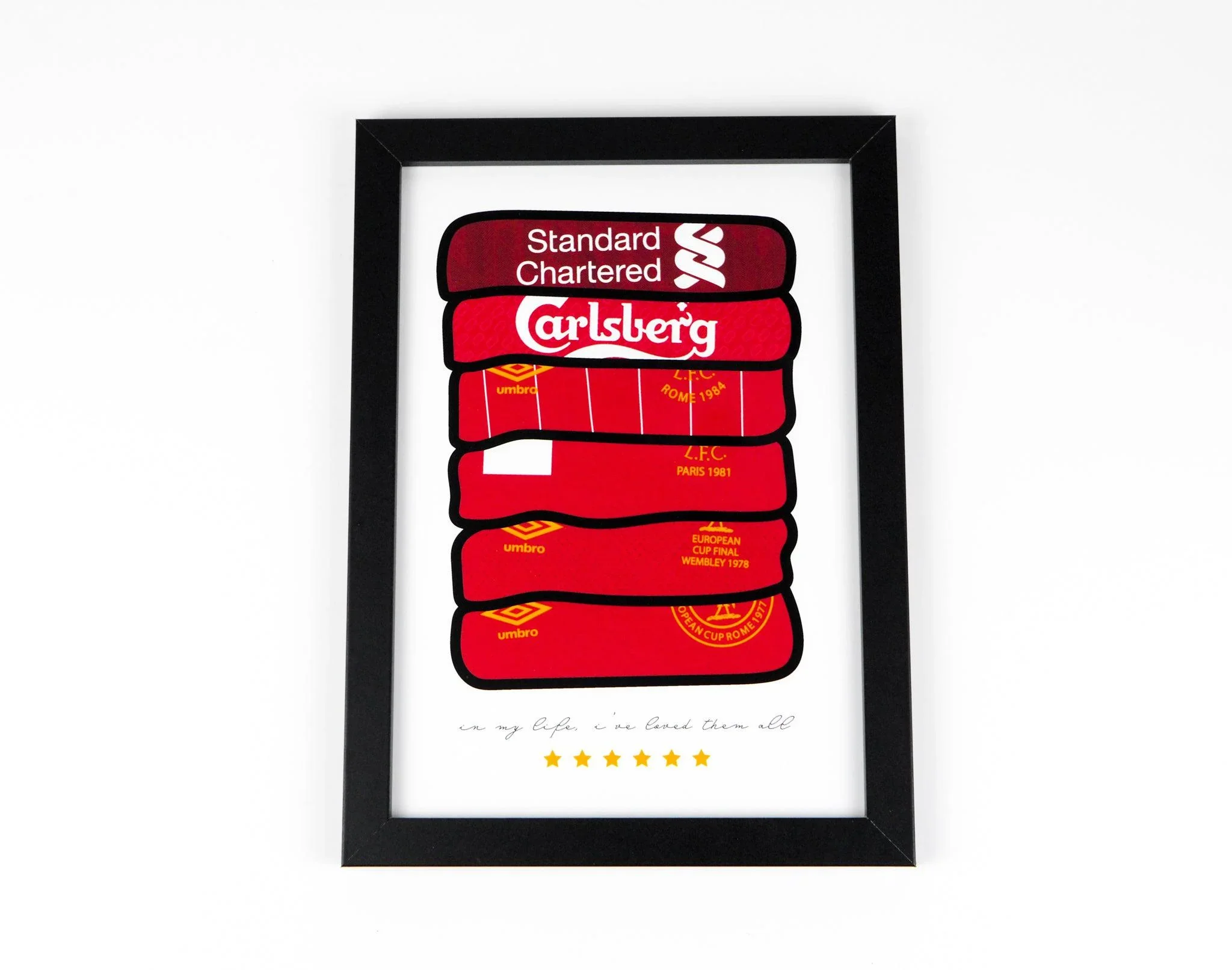 Liverpool Champions League Winners Poster - 6 Times Shirt Print A4 Framed
 £22.00 
