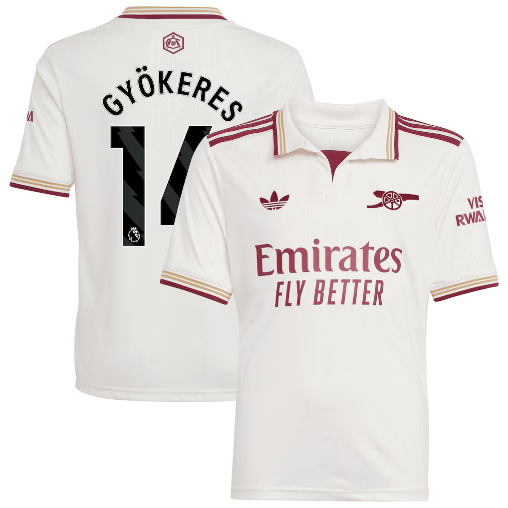 Arsenal adidas Third Shirt 2025-26 - Kids with Gyökeres 14 printing - £75.00