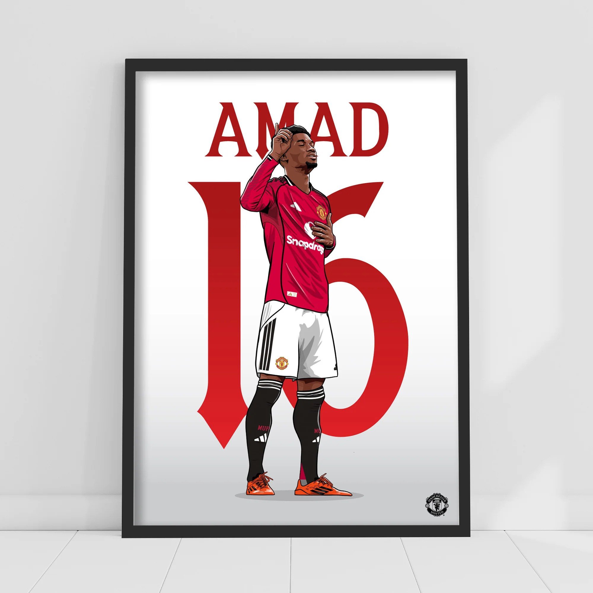 Manchester United Print - Amad Diallo 25/26 Football Wall Art (A4 Black Frame) - £19.99