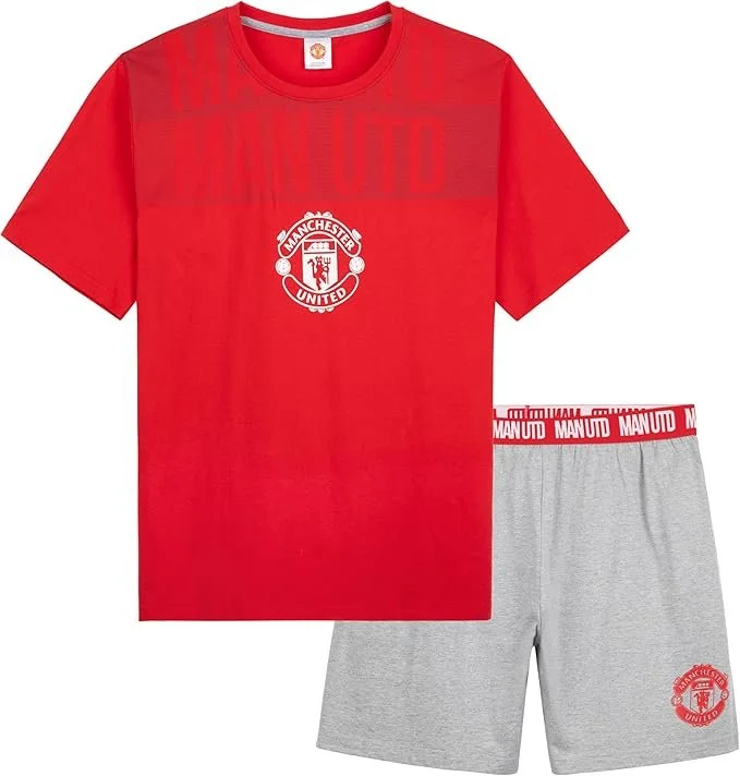 Manchester United F.C. Boys Short Pyjamas Set, Breathable Lounge Wear - £14.39
