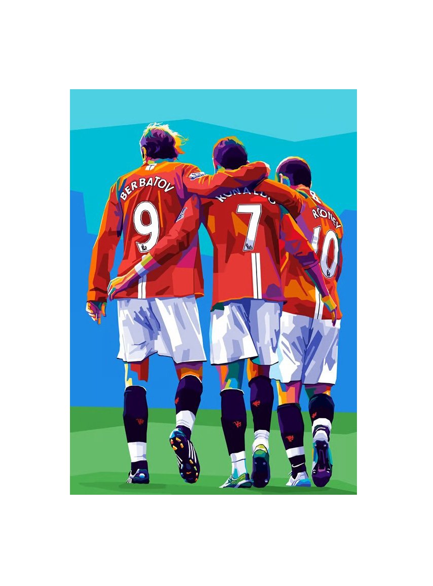 C.Ronaldo x Rooney x Berbatov | Manchester United FC | 21cm x 30cm Canvas Wall Art - £32.57