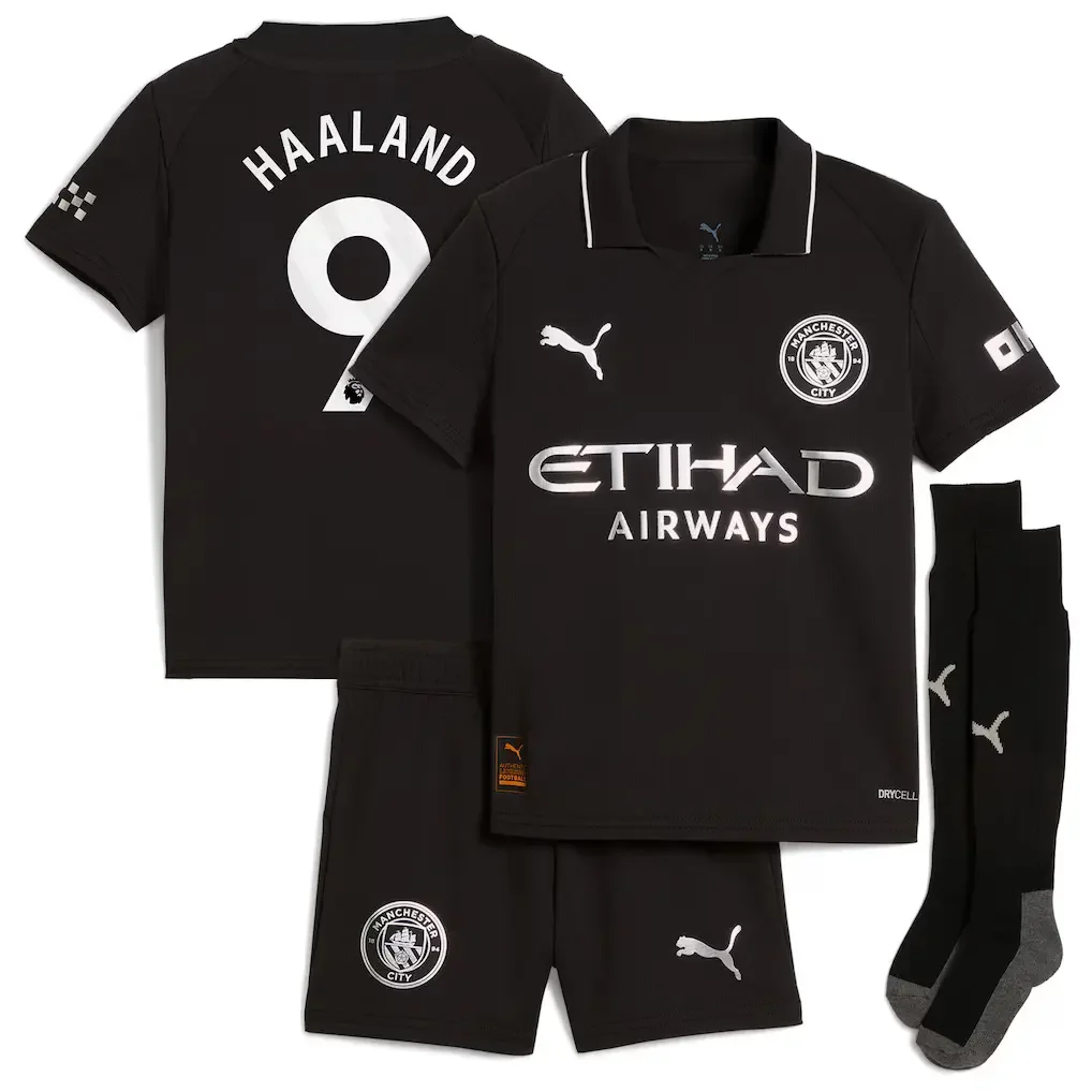 Manchester City PUMA Away Minikit 2025-26 with Haaland 9 Printing - £75.00