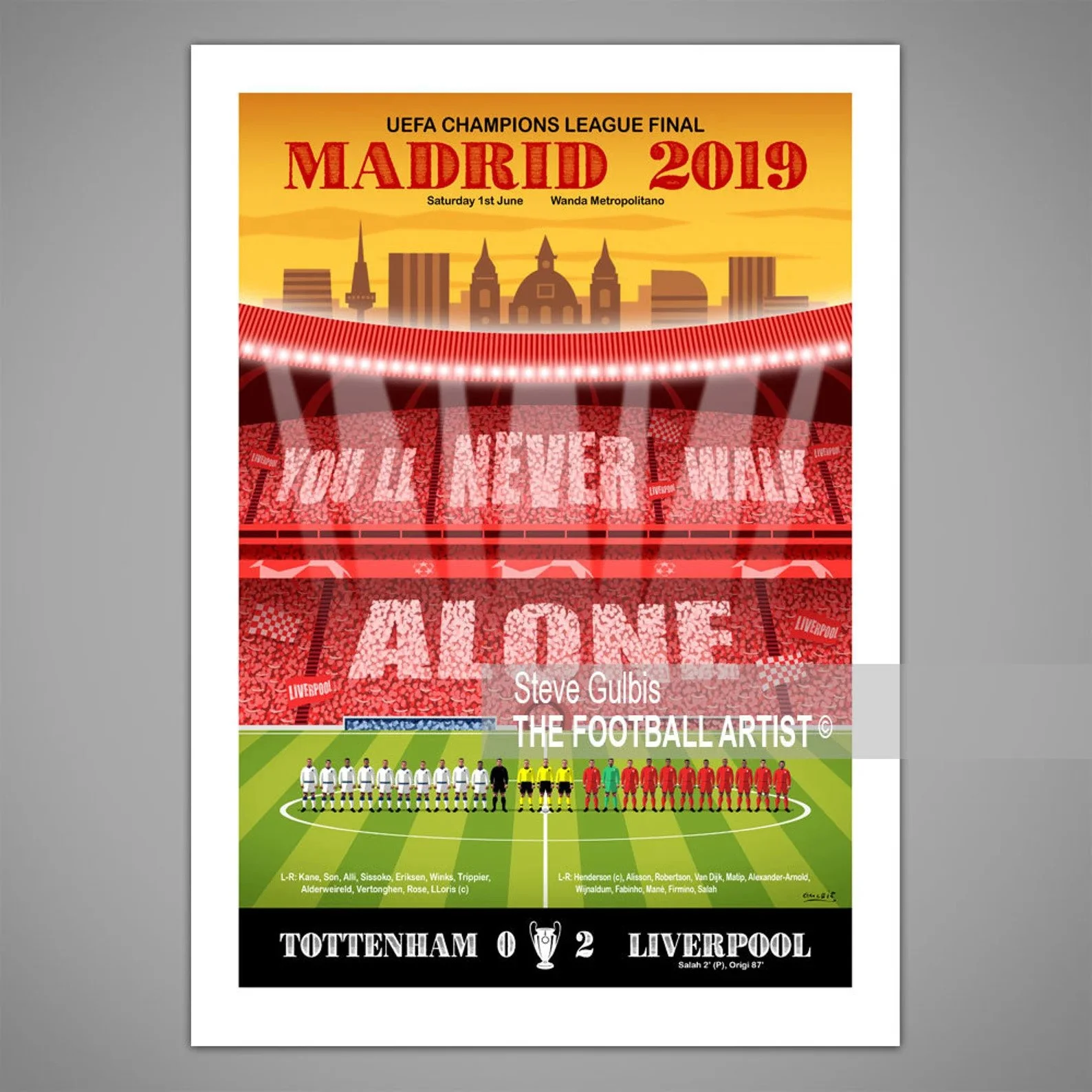 Madrid 2019 Champions League Final, Giclee Art Print (A4 Print) - £36.00
