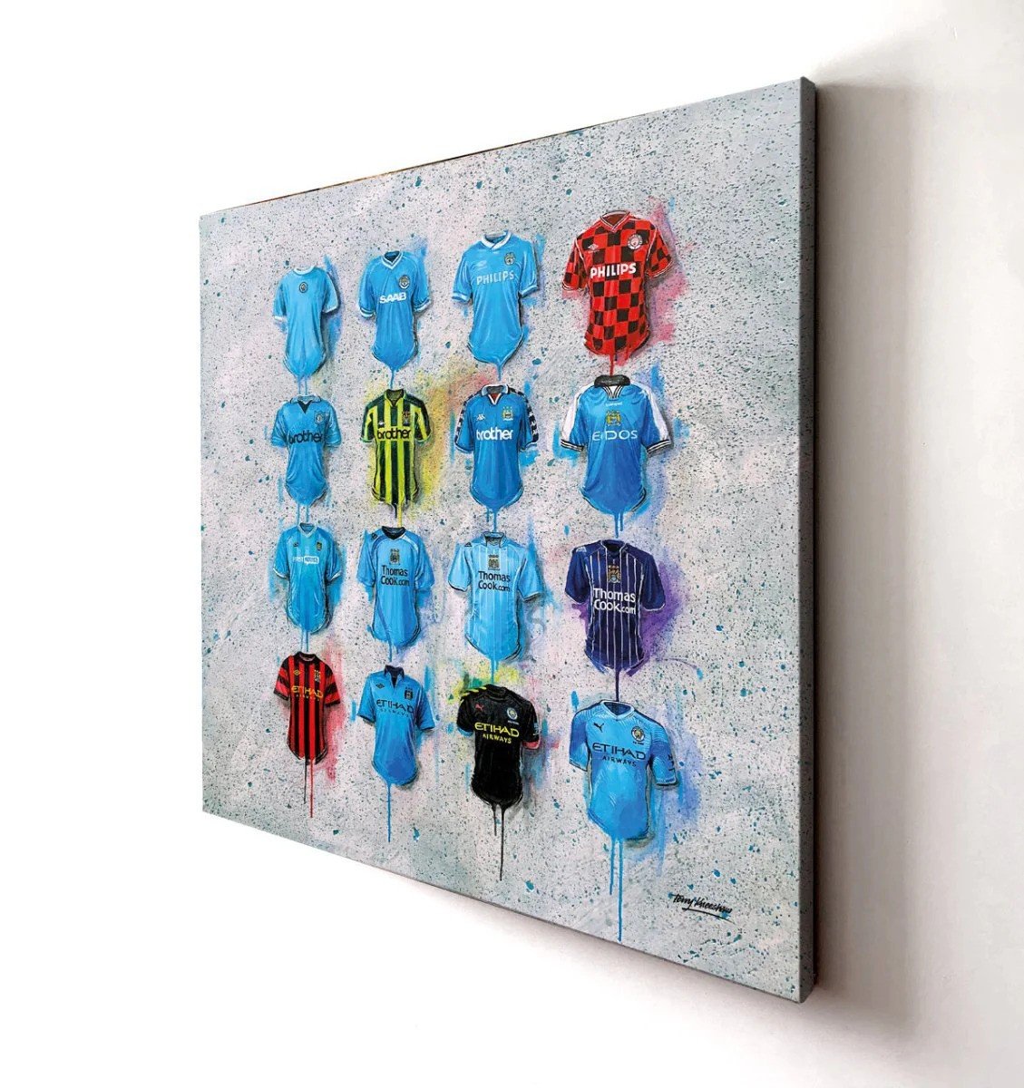 Terry Kneeshaw Art Manchester City FC Shirts 40inx40in Canvas Framed - £239.99