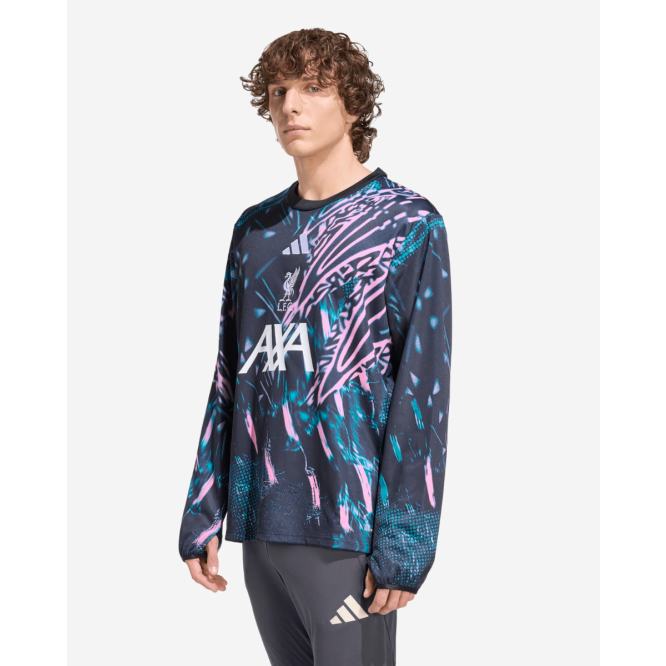 LFC adidas Mens 25/26 Long Sleeve Pre-Match Top Black - £63.00
