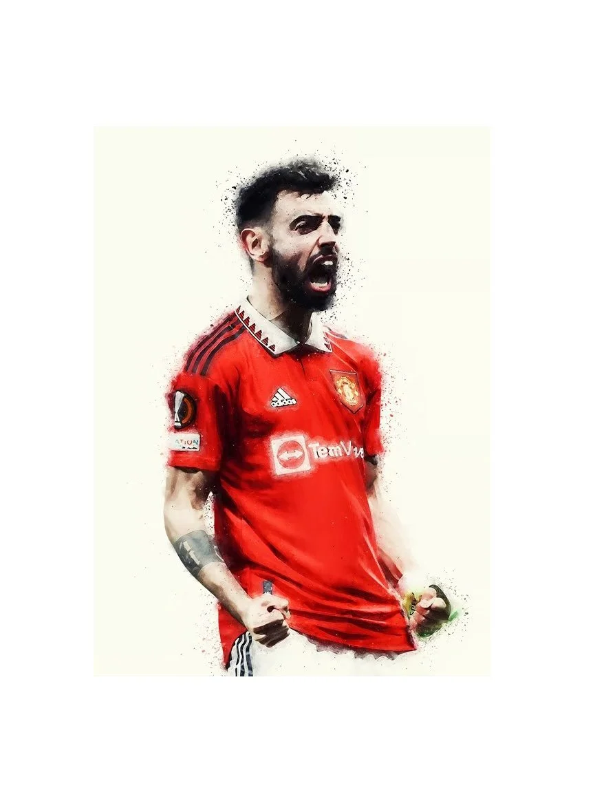 Bruno Fernandes | Manchester United FC | 50cm x 70cm Framed Fien Art Print - £164.24