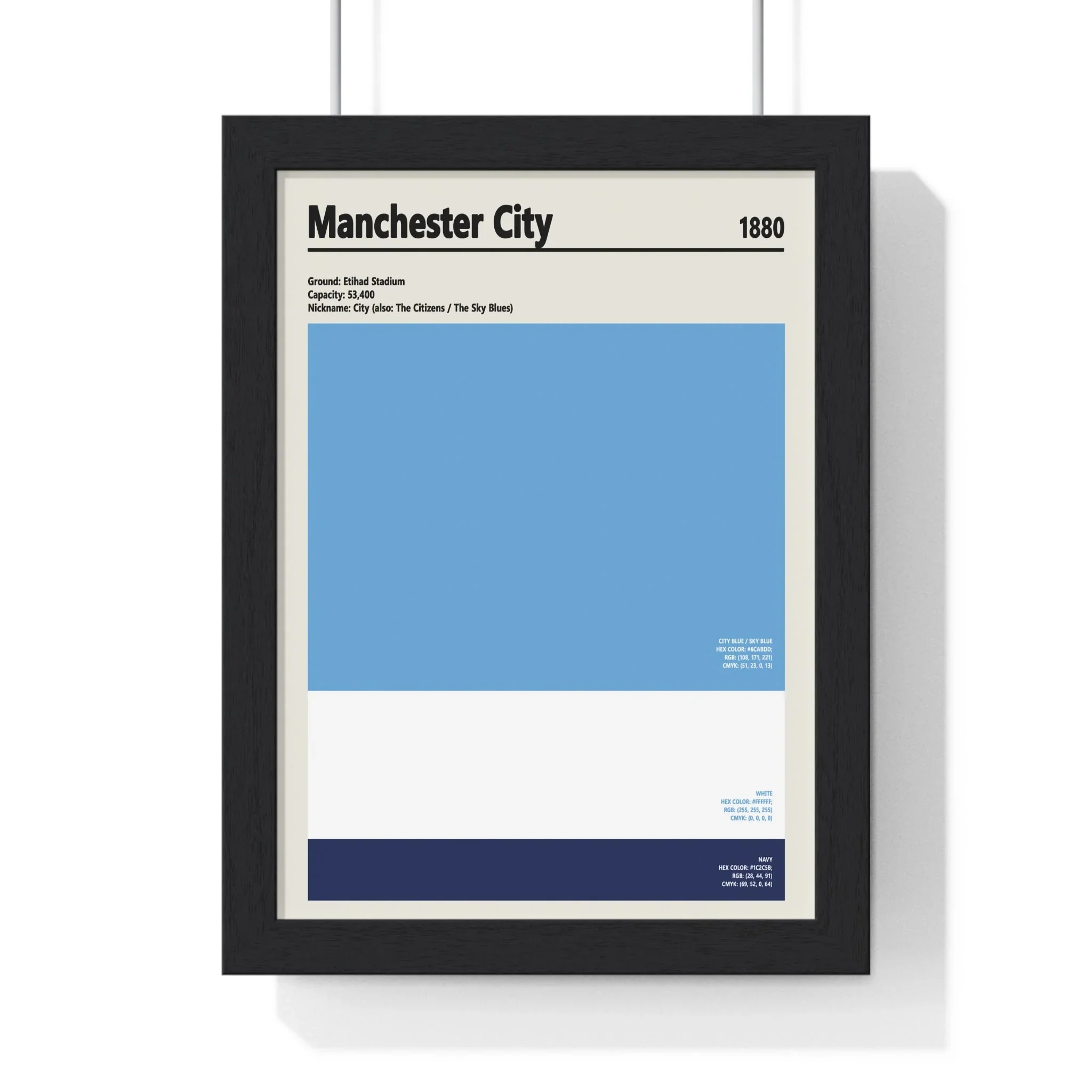 Manchester City FC Colour Swatch Print | City Colours Poster | A3 Framed - £29.99