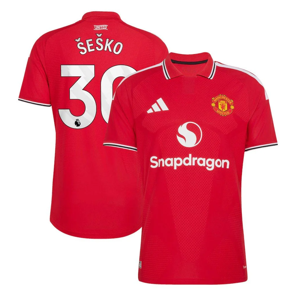 Manchester United adidas Home Authentic Shirt 2026-27 | Šeško 30 - £120.00