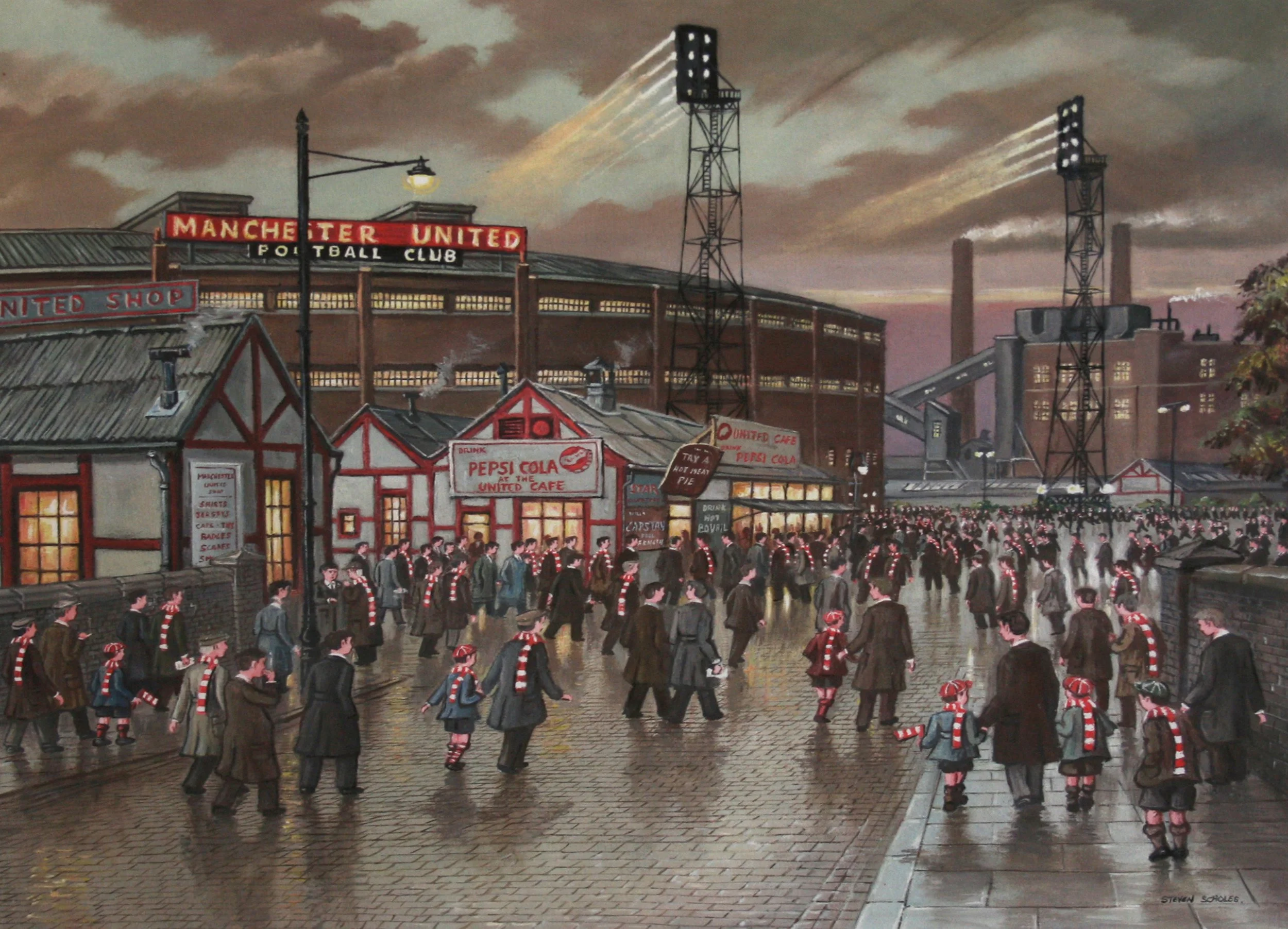 Manchester United 1958 Steven Scholles Print 490 x 380mm - £80.00