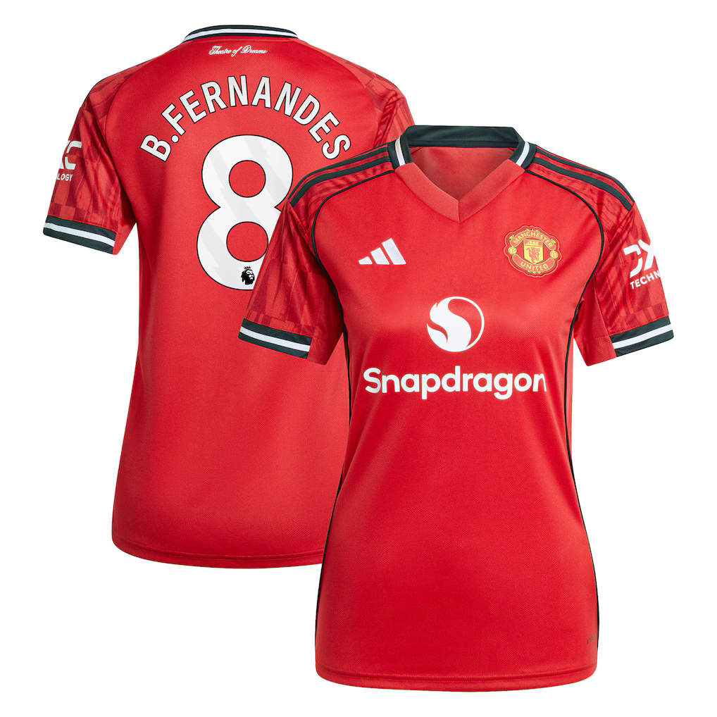 Manchester United adidas Home Shirt 2025-26 - Womens with B. Fernandes 8 printing - £100.00
