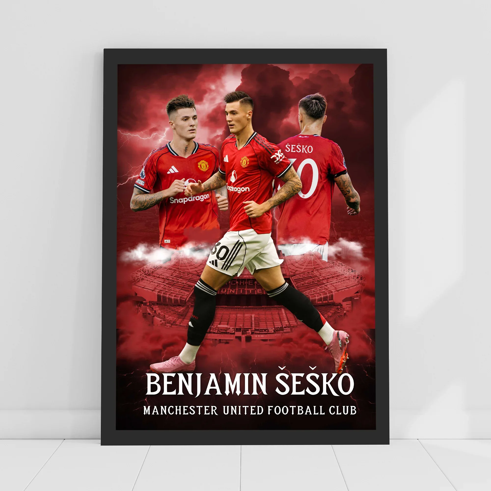 Manchester United FC Print - Sesko 25/26 Core Poster A2 Framed - £35.99