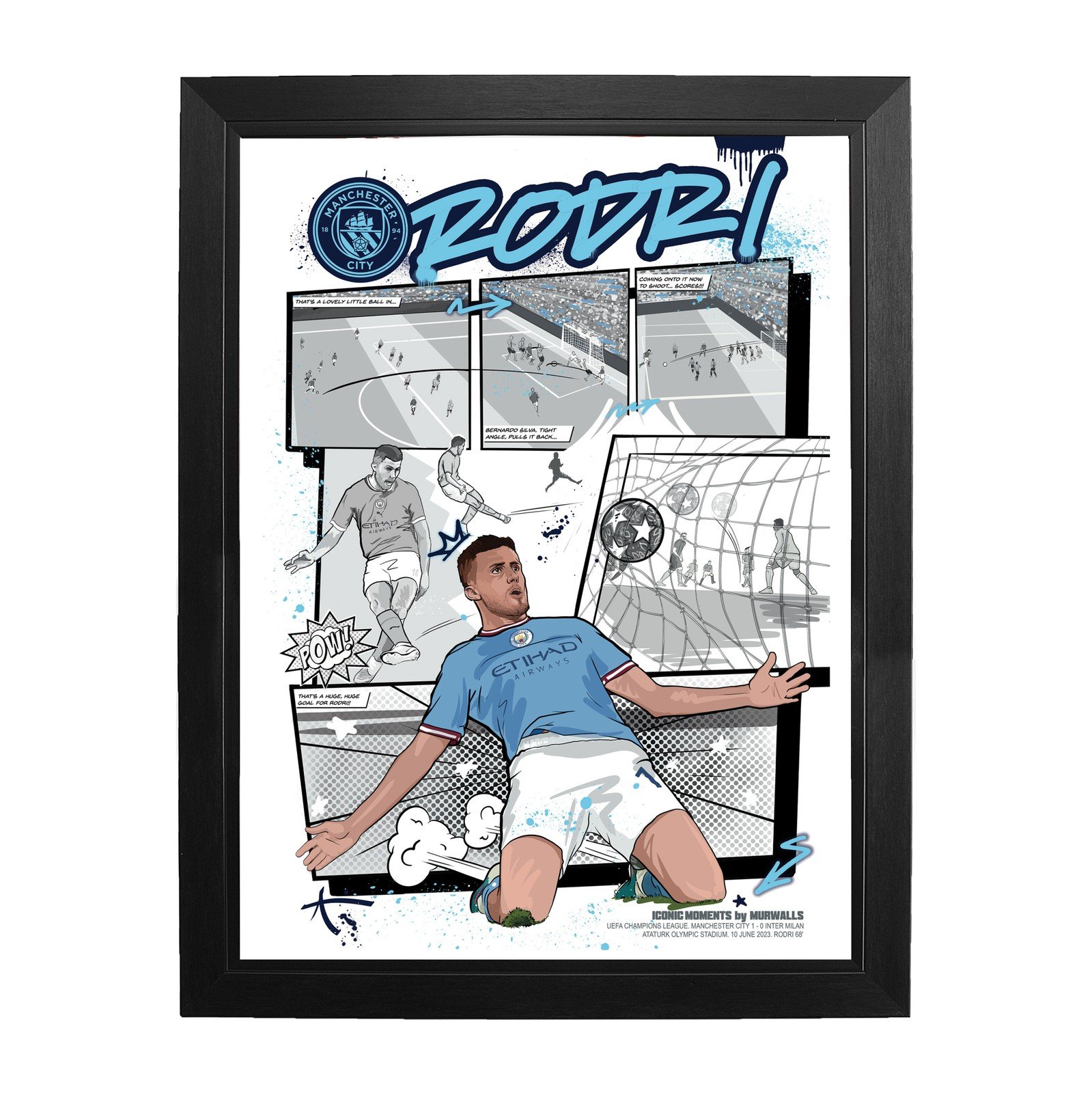 Manchester City x Murwalls Rodri Iconic Moments Framed Print - £22.50