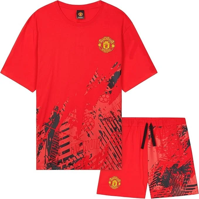 Manchester United Mens Pyjamas Set Short Breathable Nightwear Sleepwear - £18.89