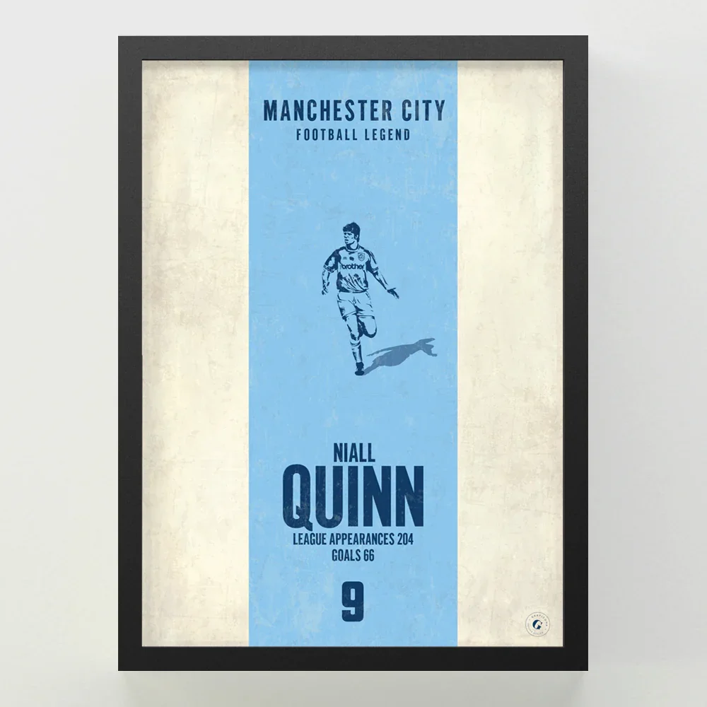 Niall Quinn Manchester City Fc Heritage Stripes Print | A1 Framed Wall Art - £114.99