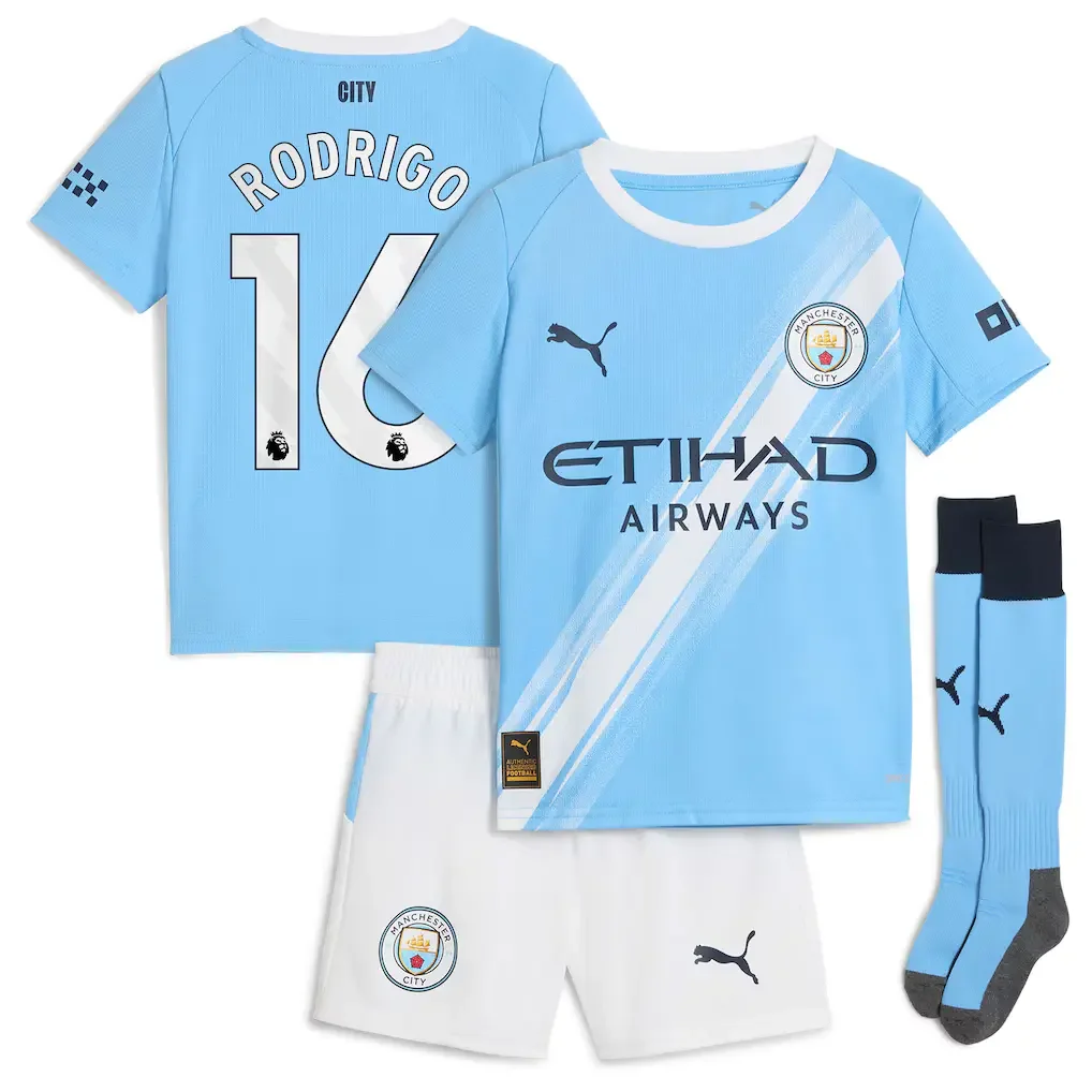 Manchester City PUMA Home Minikit 2025-26 with Rodrigo 16 Printing - £75.00
