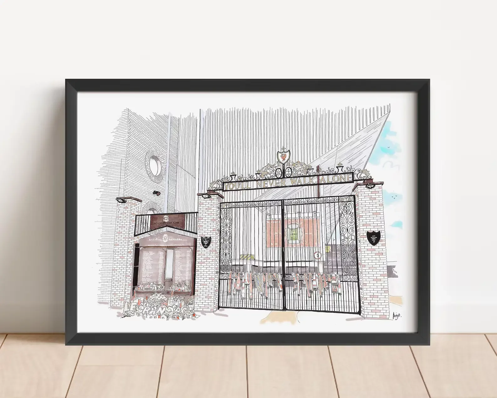 Shankly Gates Print: Liverpool FC Anfield Stadium Hand Drawn Wall Art A3 Framed
 £60.00 