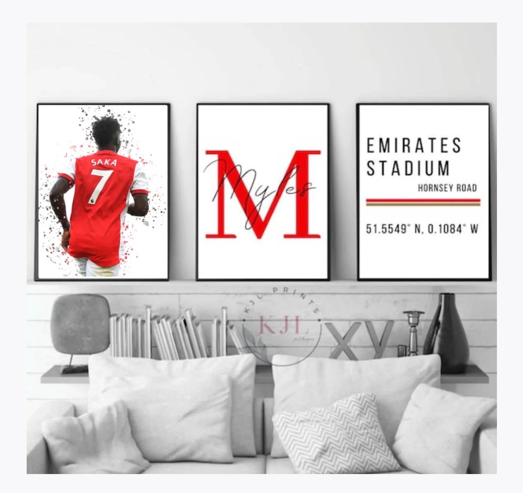 Set of three A4 personalised Arsenal wall prints | Football Prints - £18
