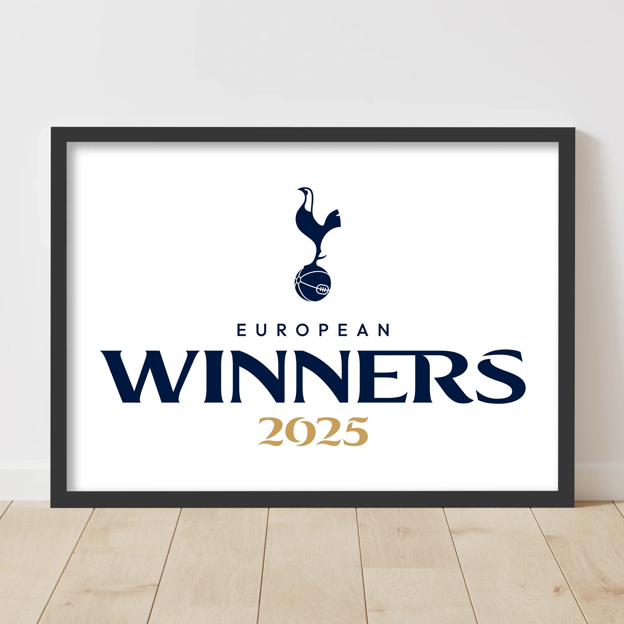 Tottenham Hotspur Print | European Winners 2025 White Poster | A4 Framed Art Print - £19.99
