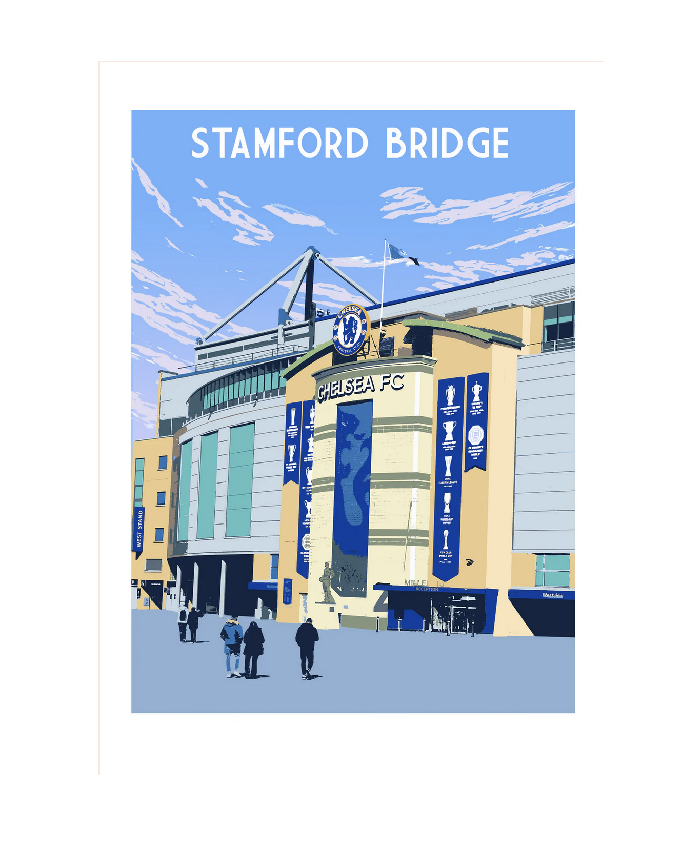 Red Faces Prints Chelsea FC Stamford Bridge A4 Framed Art Print - £50.00