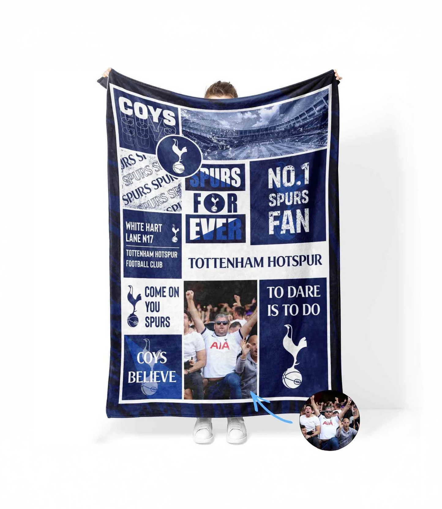 Number 1 Spurs Fan Photo Personalised Blanket - £29.99
