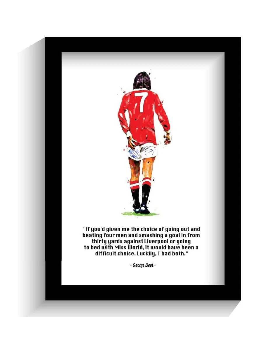 Manchester United - George Best Quote Framed Illustration Print Poster  (30L x 21Wcm) - £19.99 