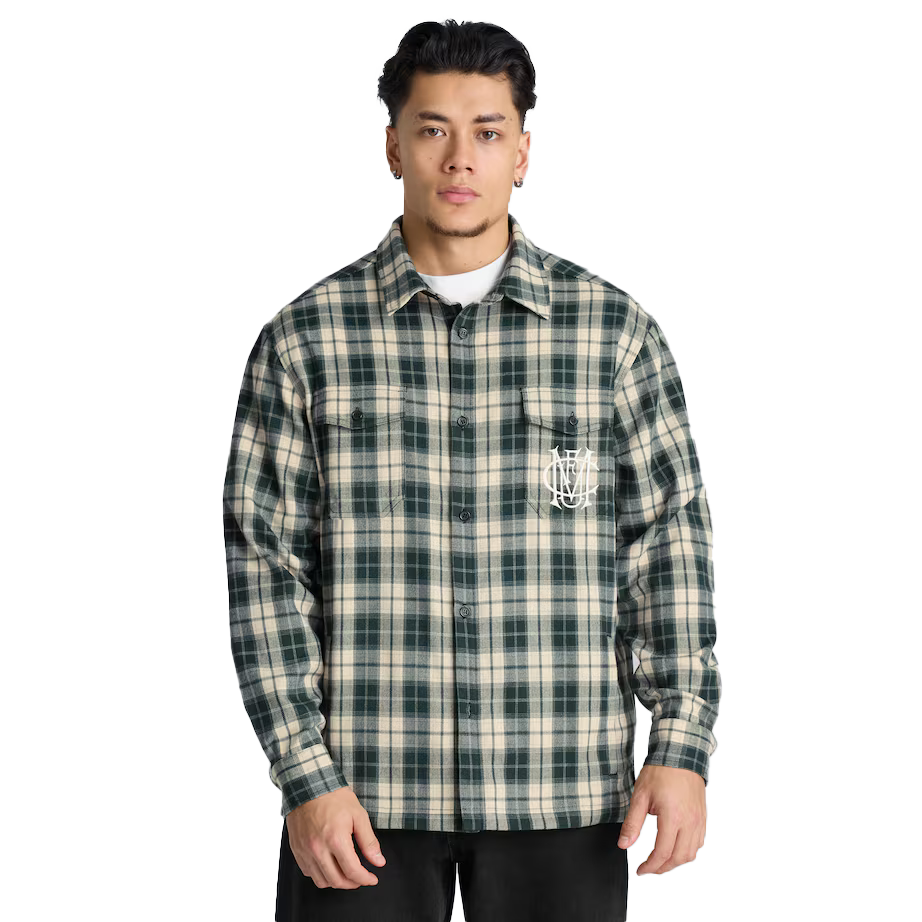 Manchester United Archive Plaid Overshirt Green - £50.00
