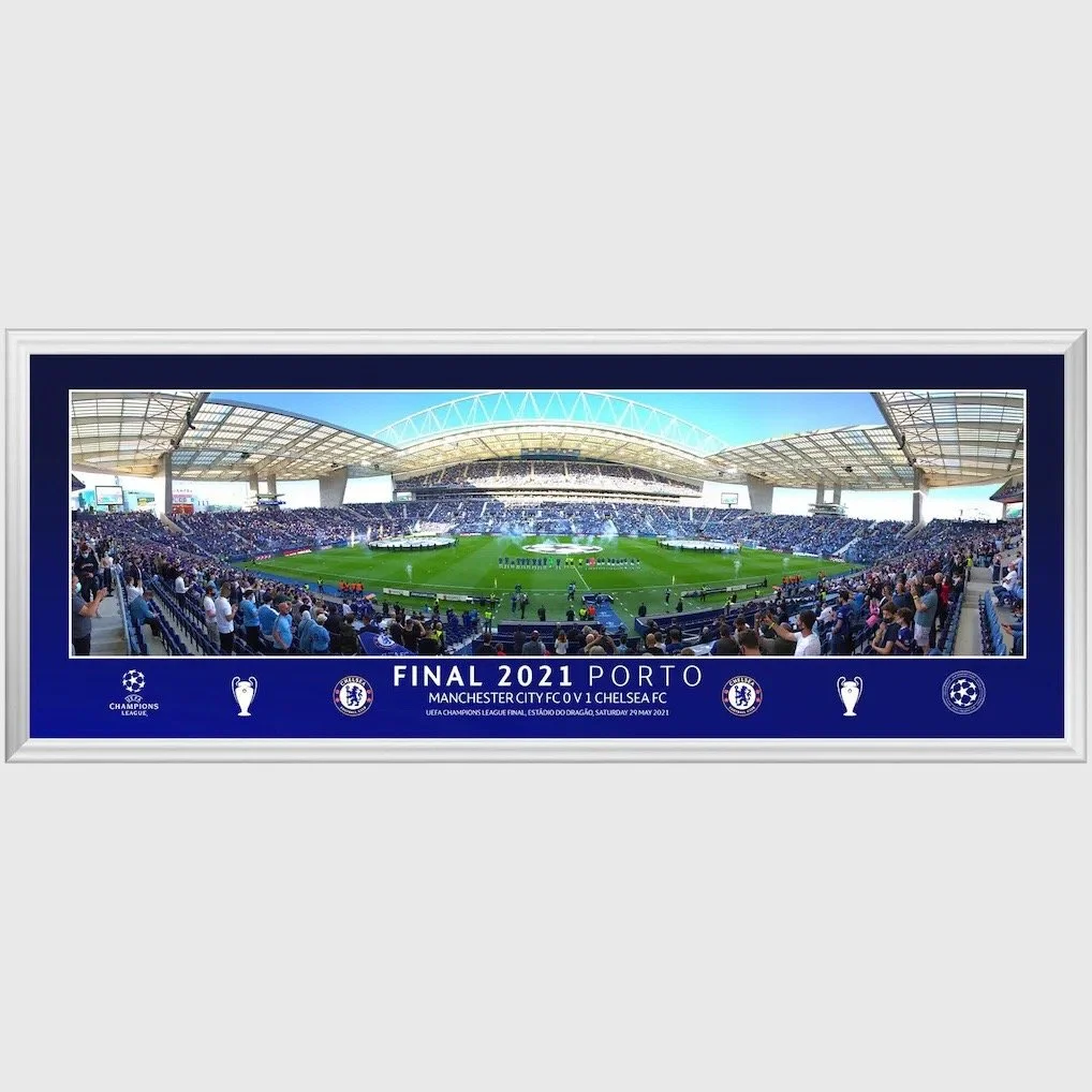 Chelsea UCL 2021 Champions Final Line Up Panoramic Framed Print – 30 x 6 Inch - £80