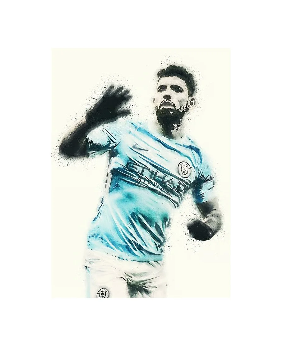 Sergio Aguero | Manchester City FC | 50cm x 70cm Canvas Wall Art - £81.53