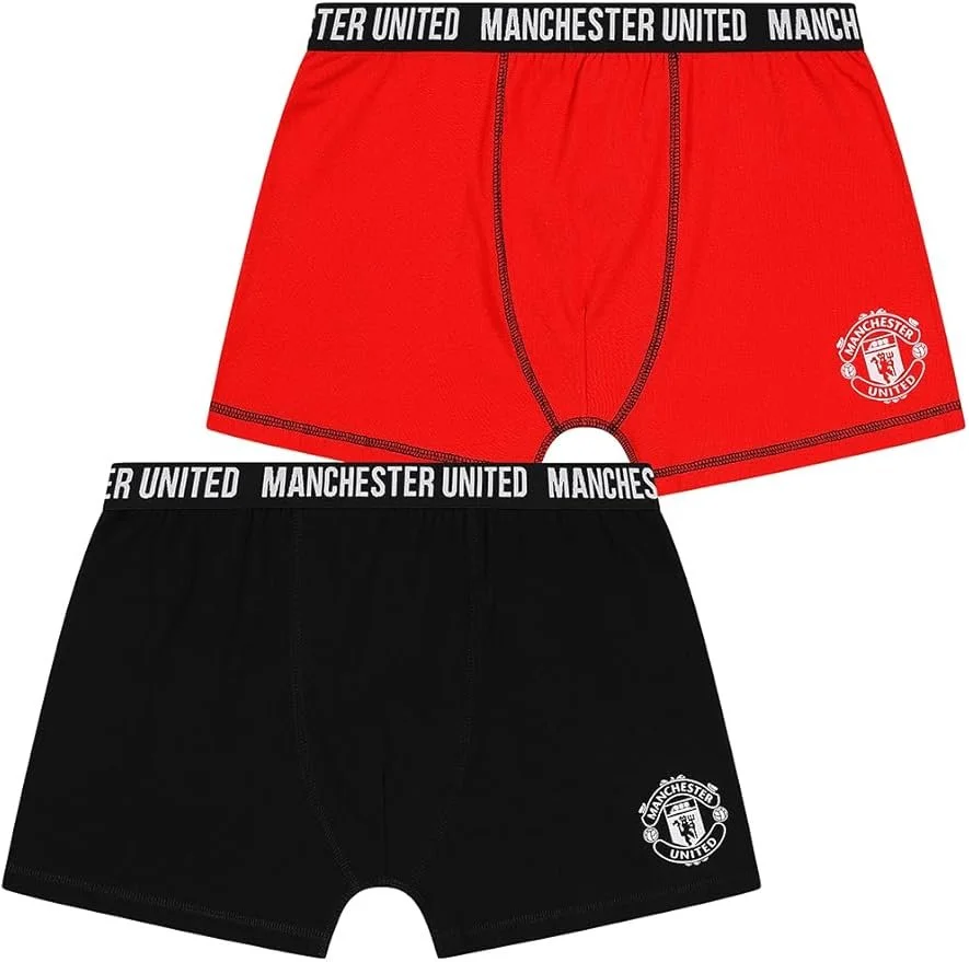 Manchester United Mens 2 Pack Football Club Boxer Shorts Cotton Multipack - £11.99