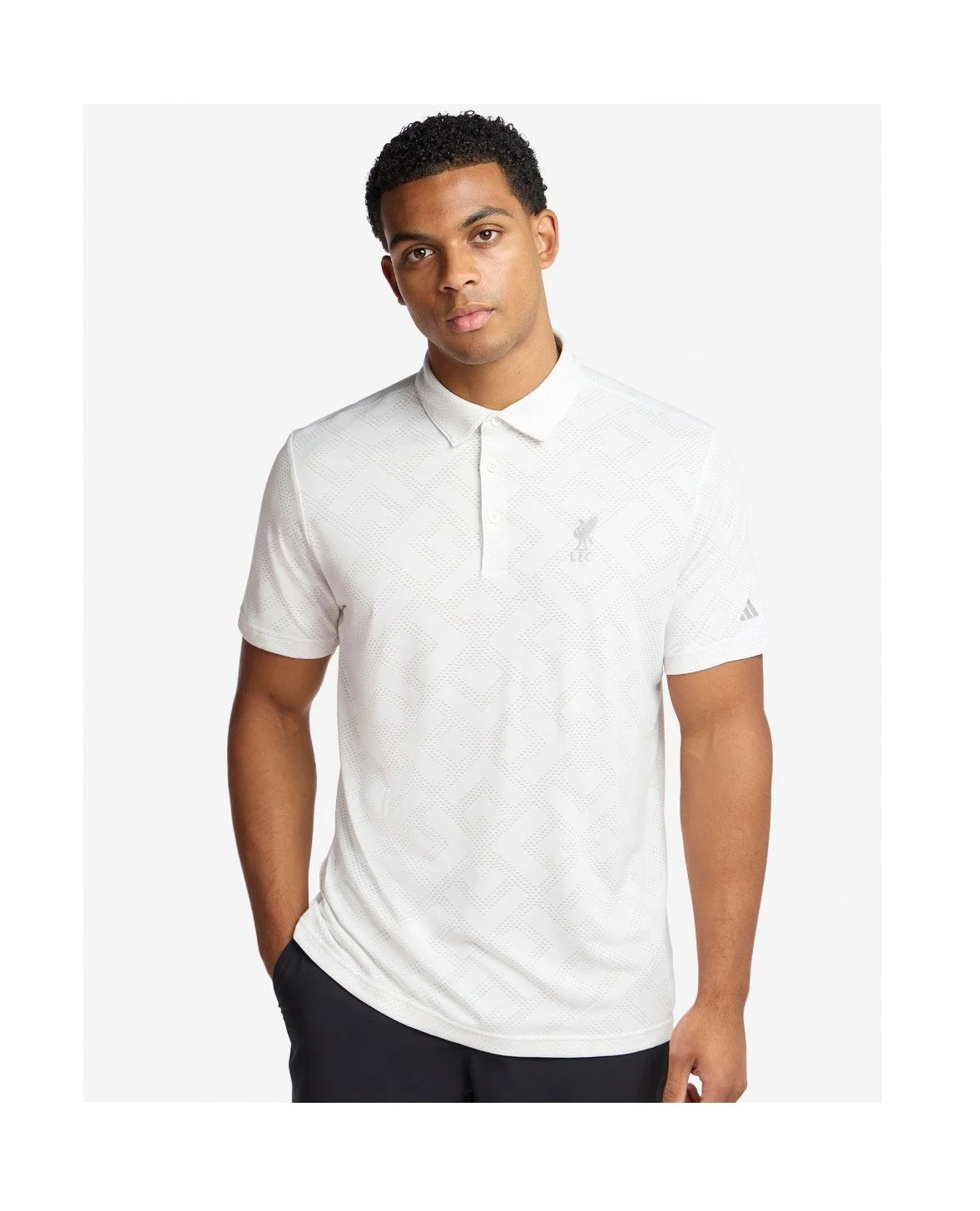 LFC adidas Adults Ultimate365 Jacquard Polo Shirt White & Grey - £50.00