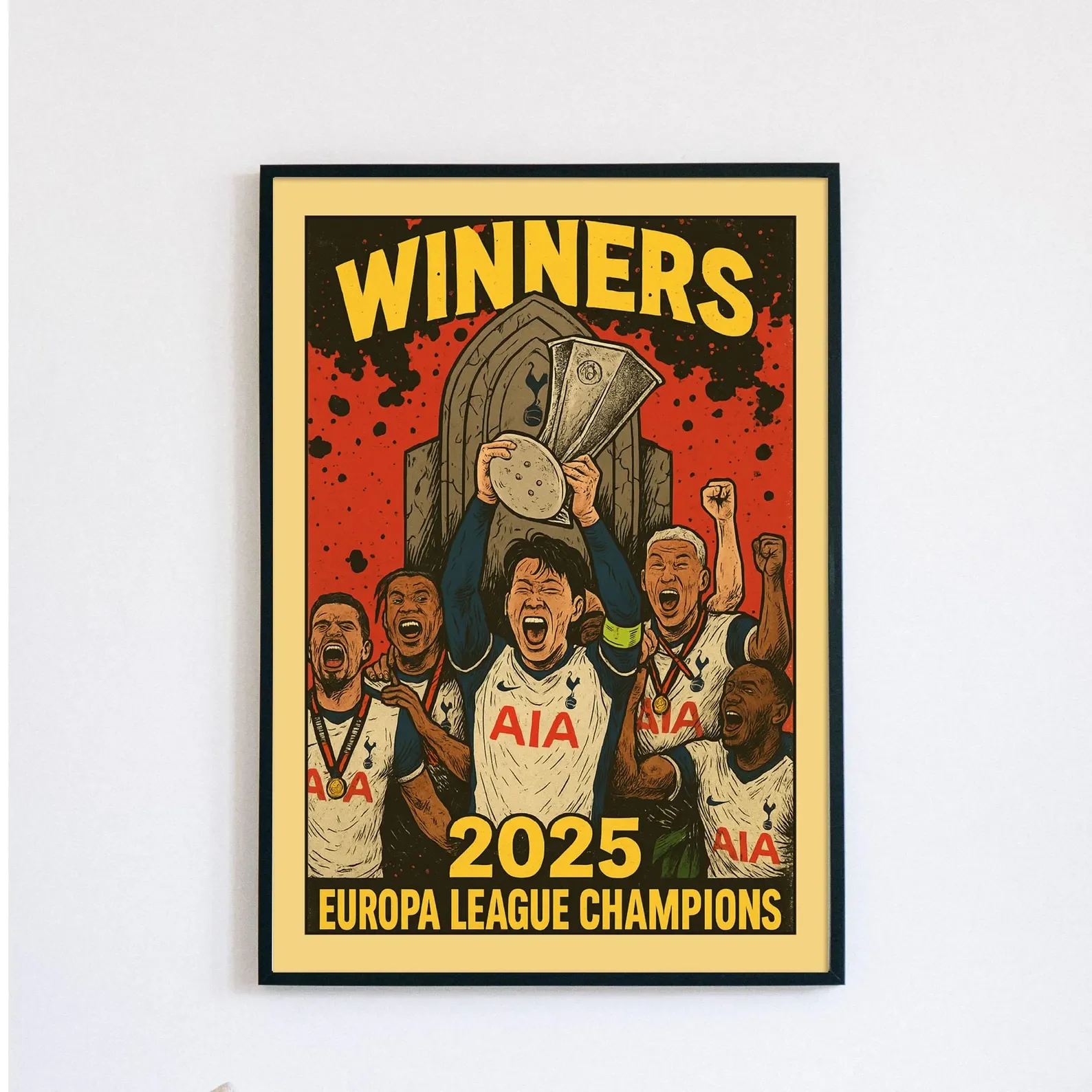 Tottenham Hotspur FC | Europa League Winners | Comic Style Stadium | A4 Framed Print - £25.75