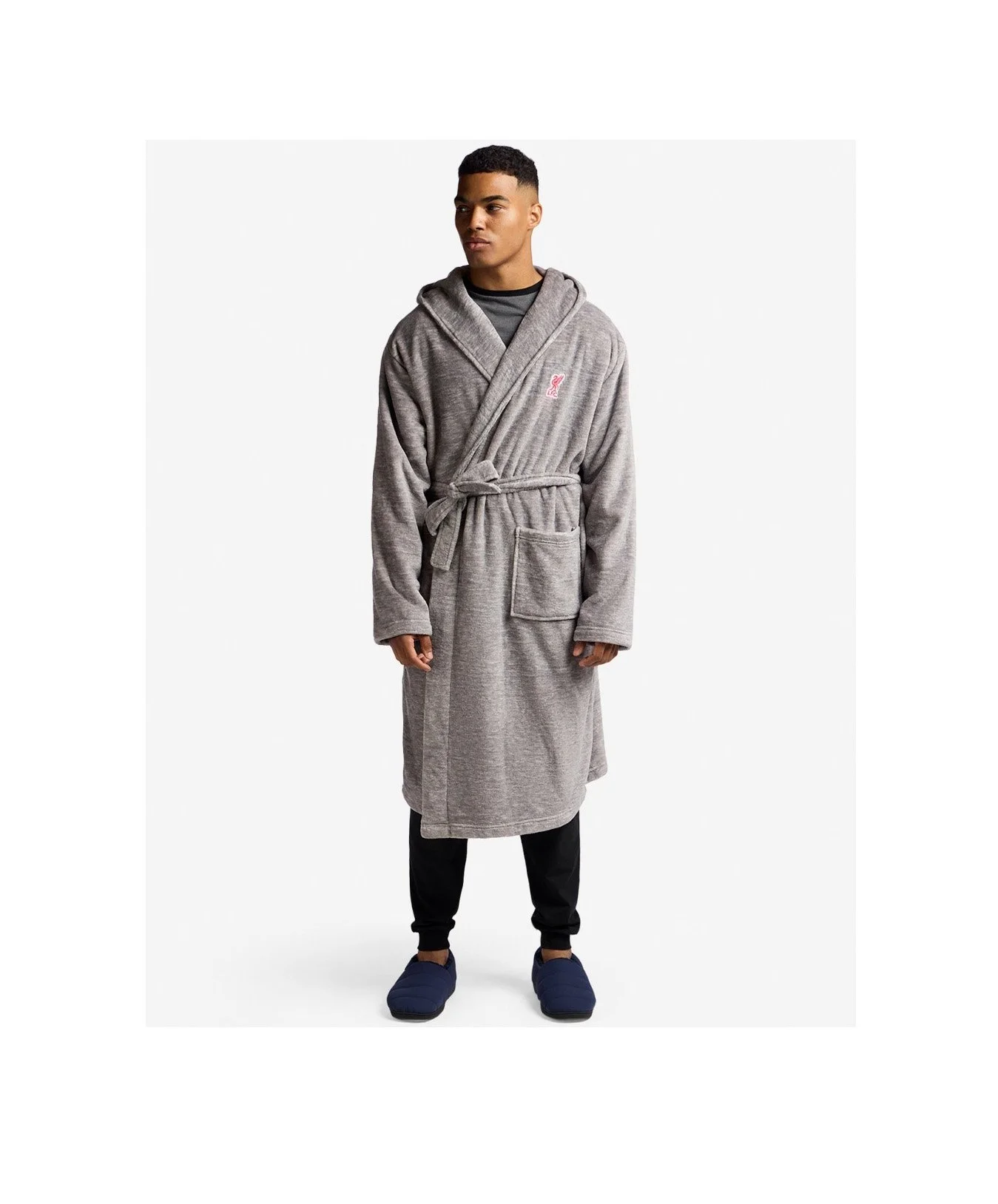LFC Mens YNWA Hooded Dressing Gown Grey - £40.00