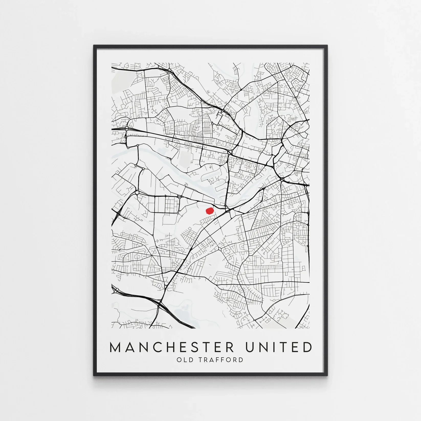 Manchester United Poster - Old Trafford Stadium Football Map A2 Framed - £79.95