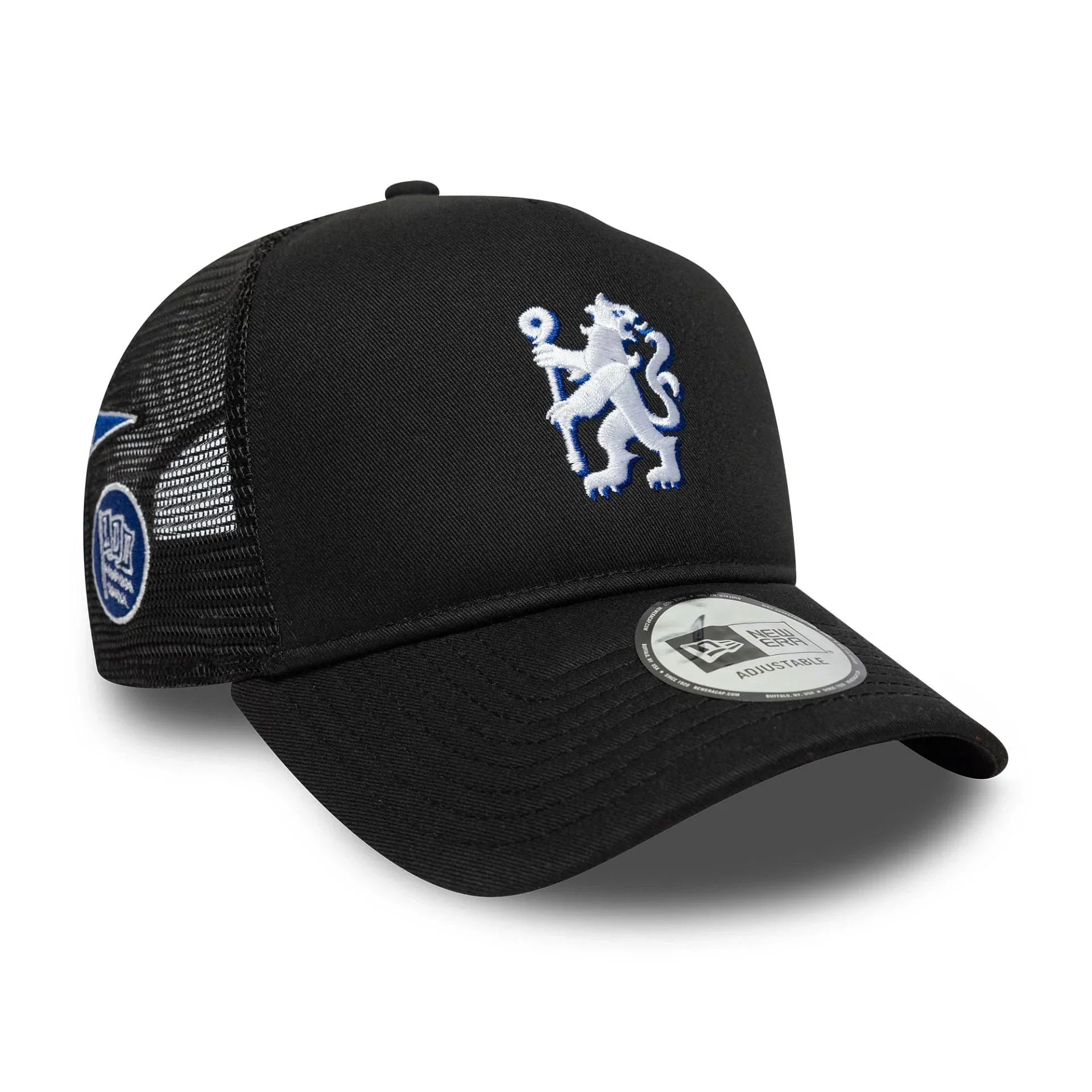 Chelsea FC Lion Crest Patch Black 9FORTY A-Frame Trucker Cap - £33.00