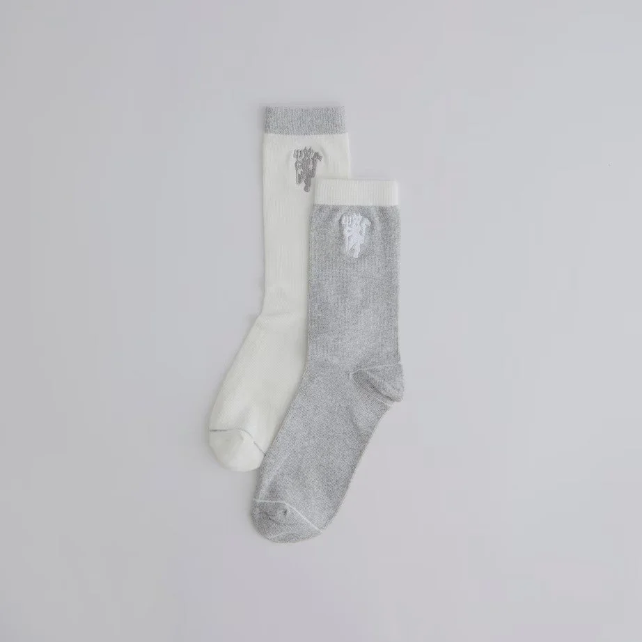 Manchester United Devil Logo Socks 2 Pack Multi - £9.00