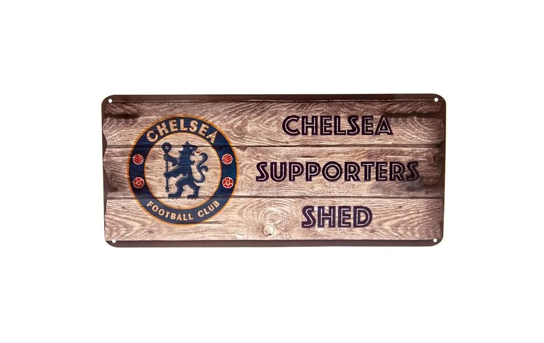 Chelsea FC - Supporters Shed Plate - Wood Effect 40cm x 18cm - £10.95