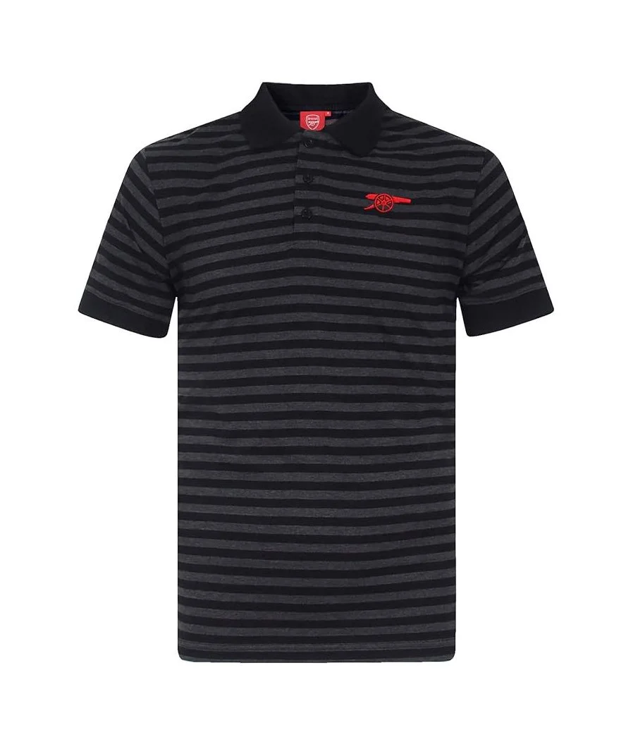 Arsenal FC Mens Polo Shirt Striped Marl Yarn Dye Official - £29.99